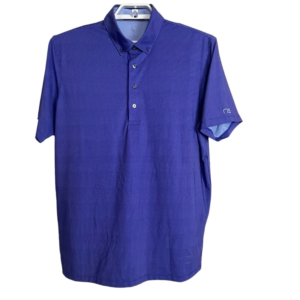 Greyson Clothiers Polo Shirt Mens Large Purple Micro‎ Check Golf Performance Top